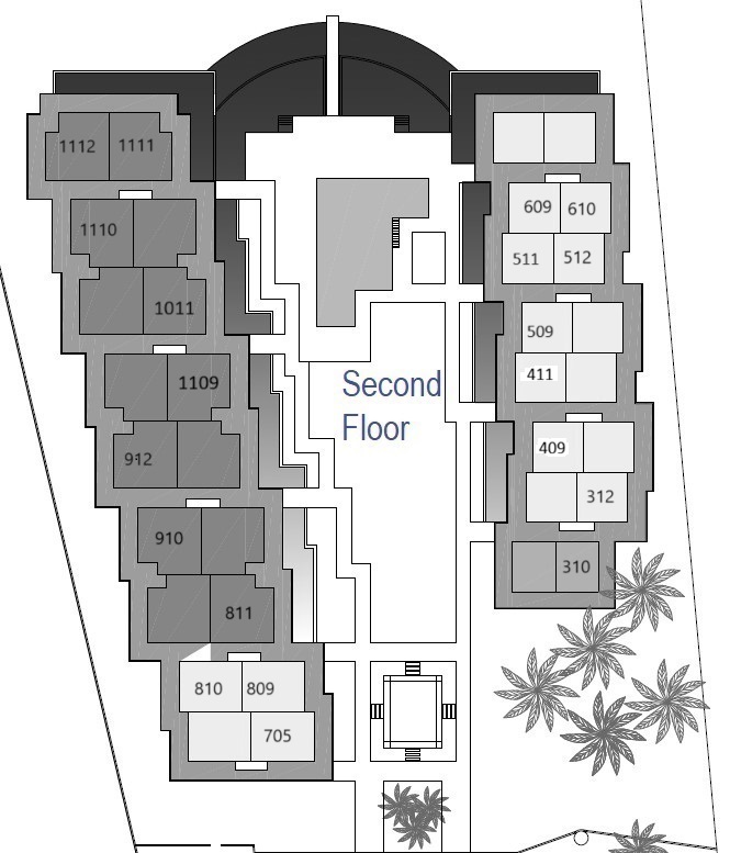 second floor with numbers 2