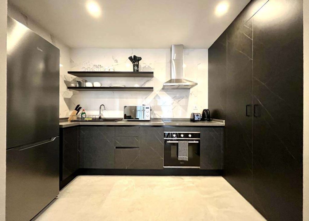 OM the kitchen